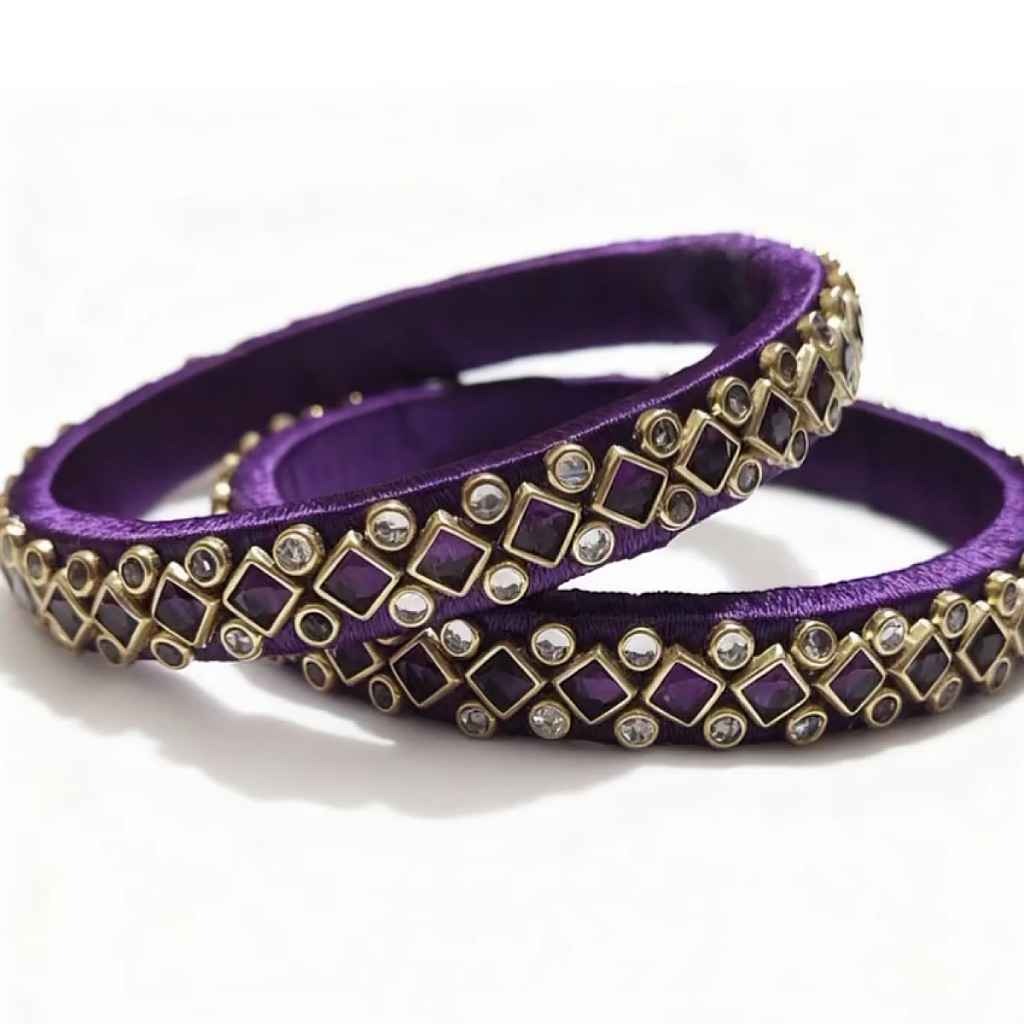 Silk thread bangles velvet pair